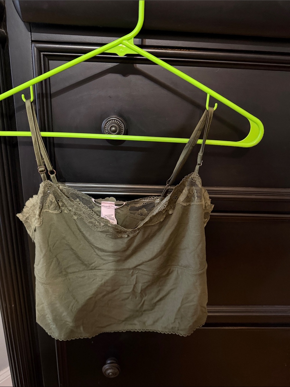 Victoria's Secret Olive Green Lace-Trim Camisole